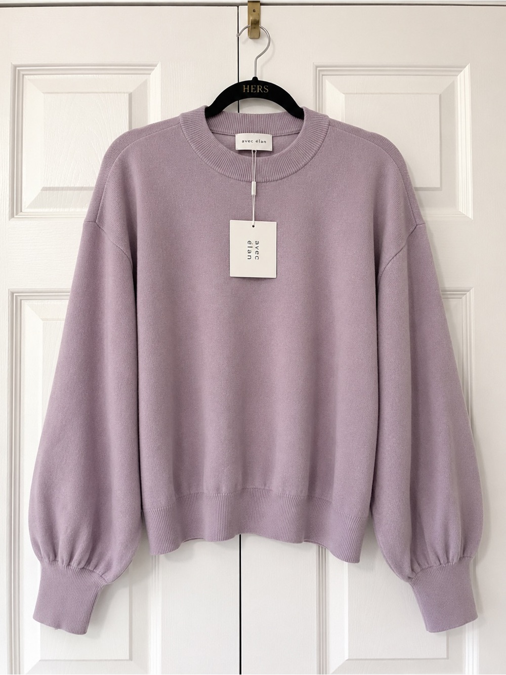NWT Avec Élan Lavender Balloon Sleeve Knit Sweater